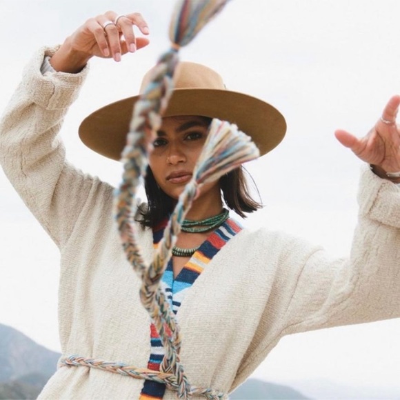 NWT Faherty Crow Stripes Duster Cardigan Braided Belt Border Stripe Ivory M / L - Picture 16 of 16